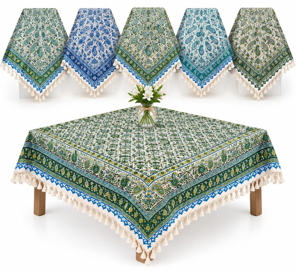 رومیزی قلم کاری سبز